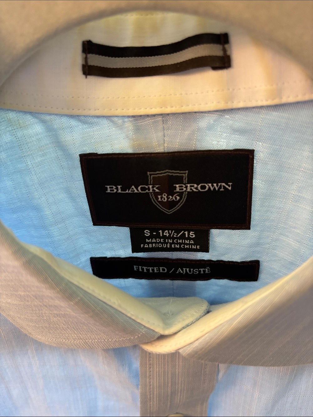 Black Brown 1826 Men's Light Blue Fitted Dress Shirt